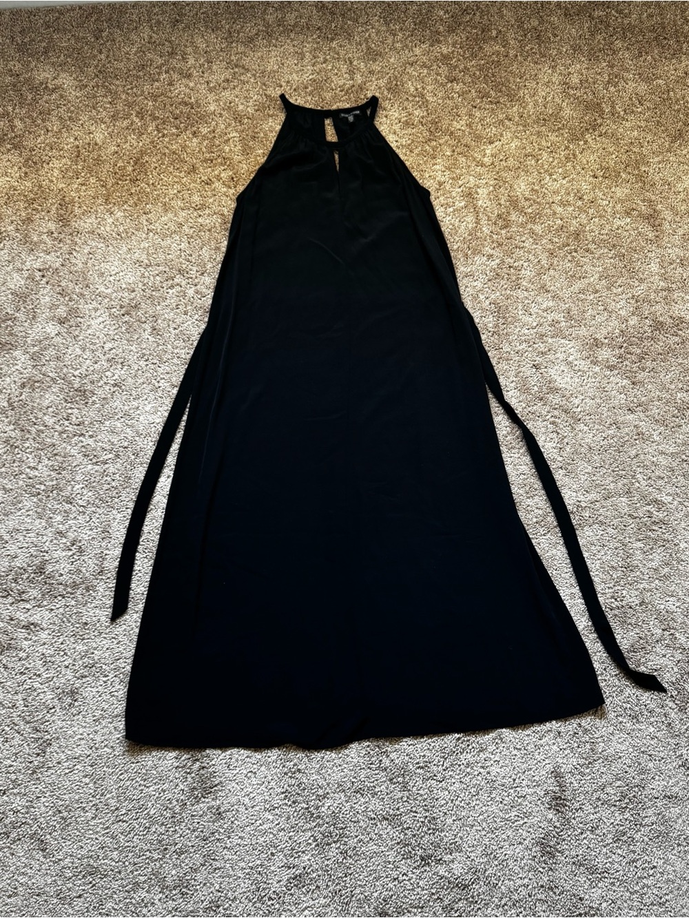 Eileen Fisher Women Sz S/P Black Halter Sleeveless Maxi Belted Dress Pullover